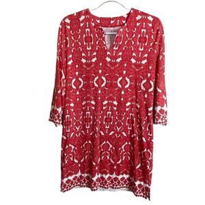 Coolibar UPF 50+ Dress –‎ Women's Size S – Pink Red White Paisley – 3/4 Sleeve